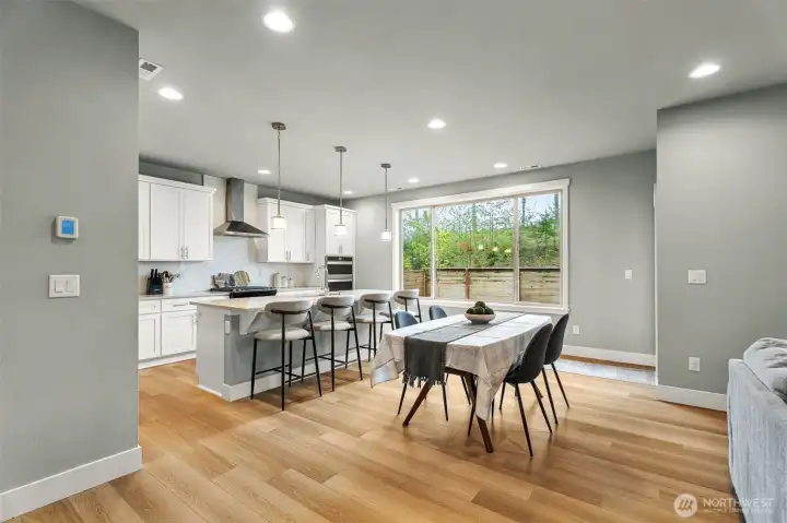 Open concept, chefs kitchen with open concept dining.