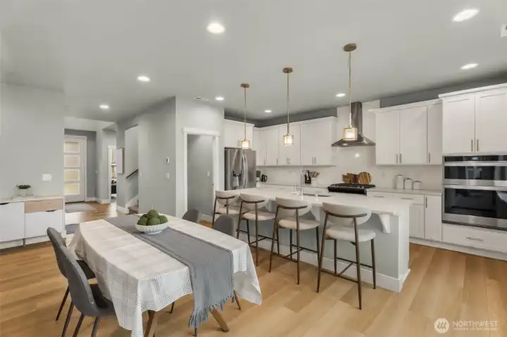 Open concept, chefs kitchen with open concept dining.