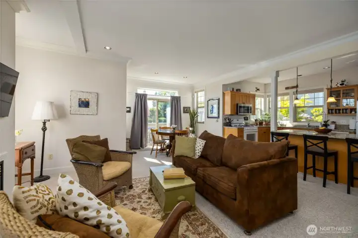From front entry into living, dining and open concept kitchen...