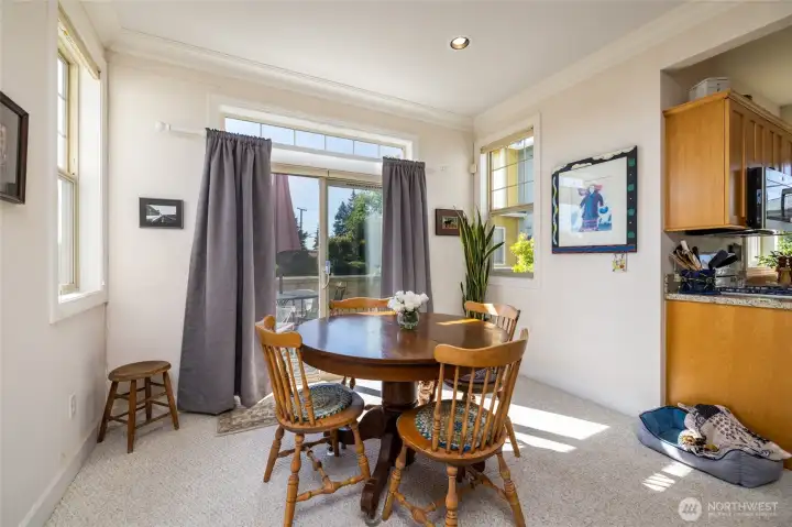 Sliding door opens to private patio...