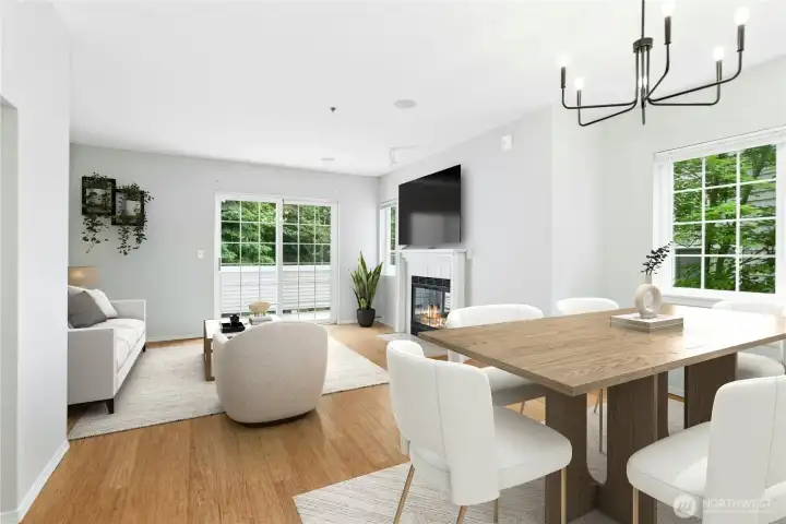 Virtually Staged - Dining area opens to the kitchen and living room, creating a functional layout for gathering with family and friends. Virtually Staged - Dining area opens to the kitchen and living room, creating a functional layout for gathering with family and friends.