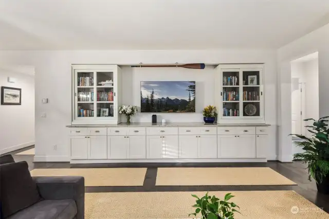 Custom Built-Ins with granite tops and custom bookshelves