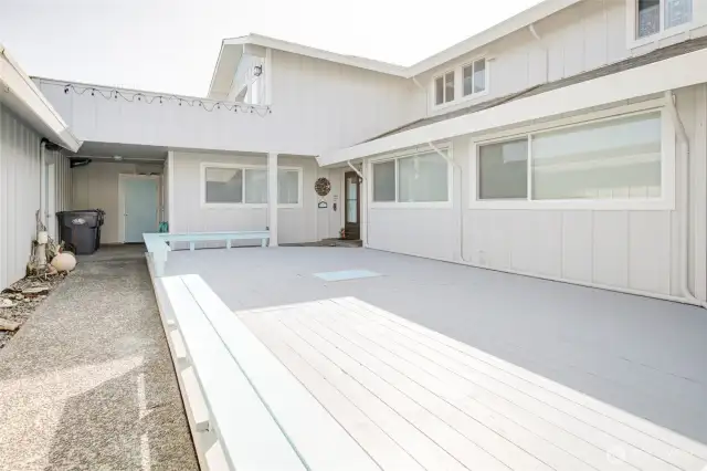 Large, sunny deck