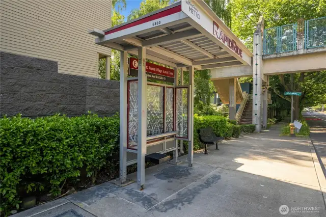 bus station right in front of the building