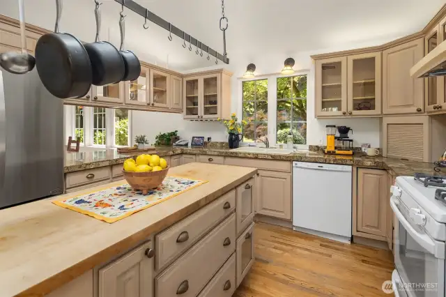 Classic Kitchen with front yard view
