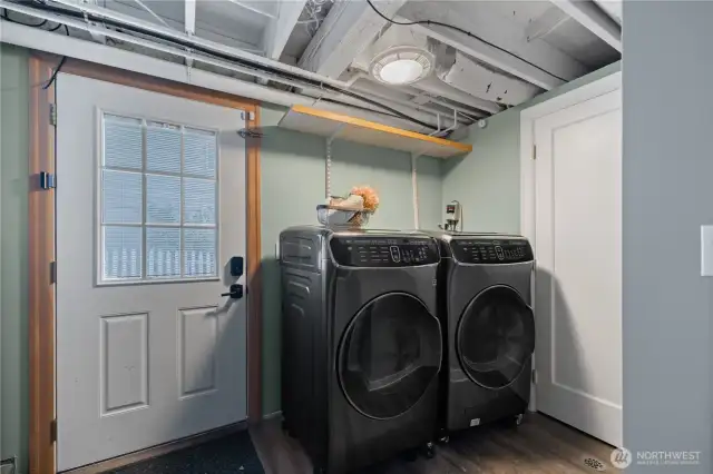 Laundry room and storage.