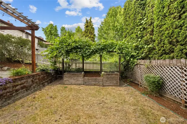 Raised garden beds.