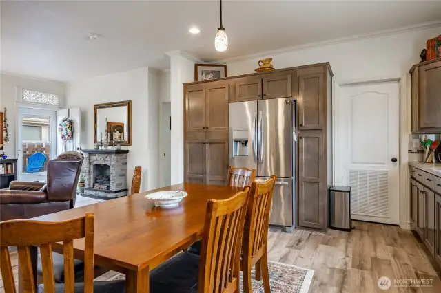 Kitchen showing entrance to pantry
