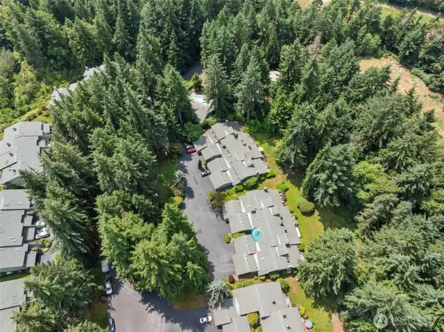 This aerial view with the blue marker shows where 2C is located.