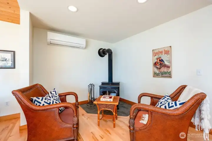 Cozy up by the wood burning stove