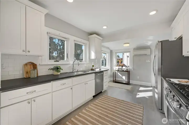 No shortage of cabinet and counter space here.