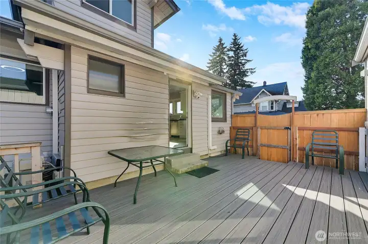 The secluded back deck is a wonderful retreat.