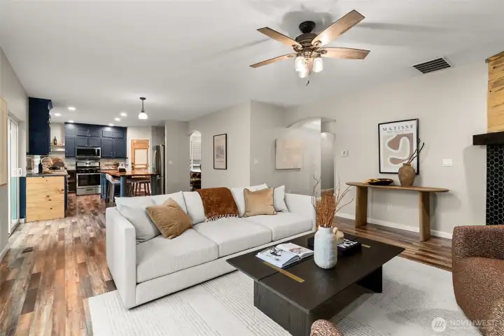 Large great room, open concept living space