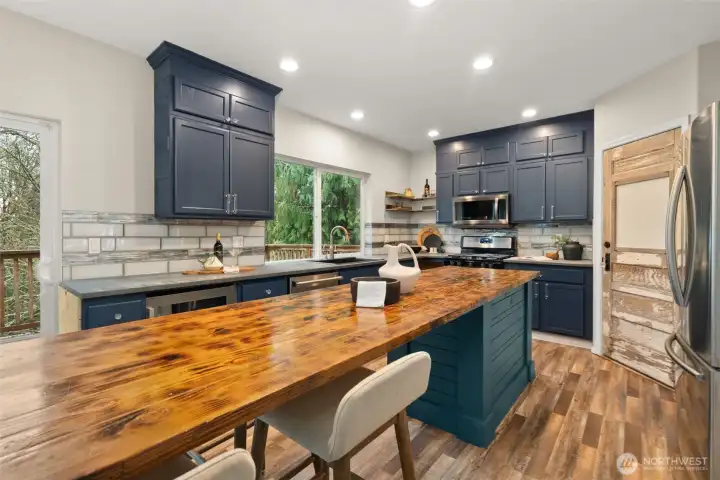 The custom island does not disappoint and gives you plenty of room to navigate around the kitchen.