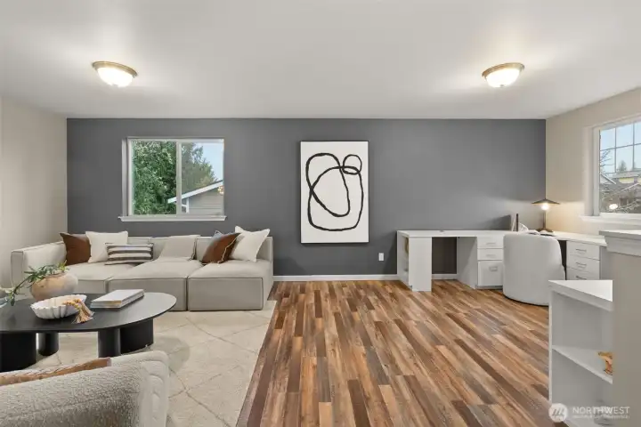 The bonus area is designed to be a sanctuary for relaxation  and offers work spaces for homework, projects and more.