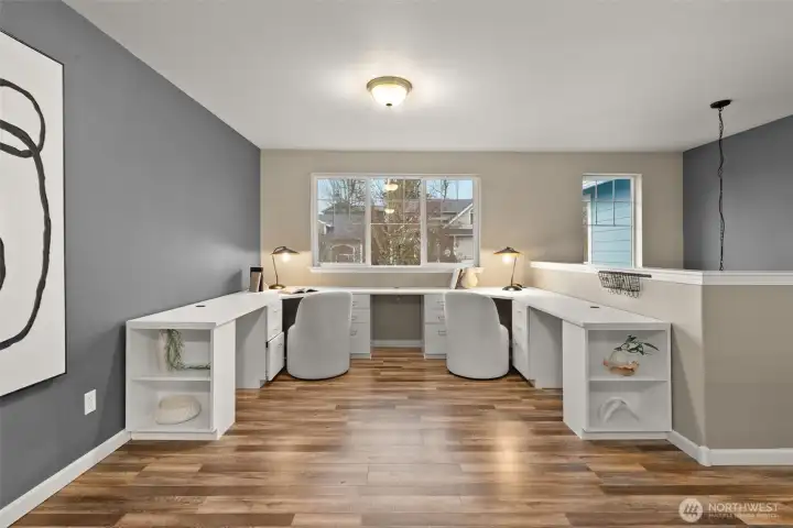 The desk area is ready for any project you have on your mind or quiet evenings doing homework.