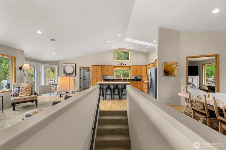 Seamless transition between levels, with an open design that connects the main living space to the lower level—enhancing flow, flexibility, and everyday livability.