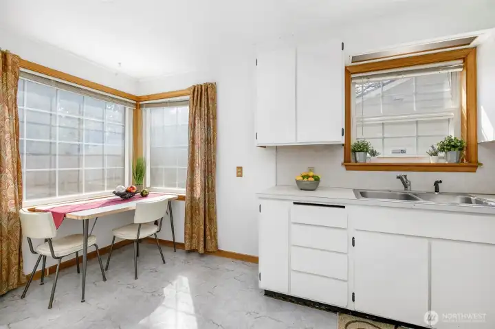 large kitchen with an eating space