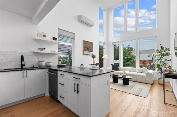 Main level Abundant natural light with floor to ceiling windows