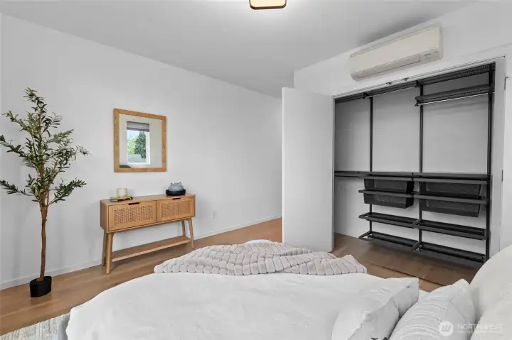 Primary bedroom features built in closets