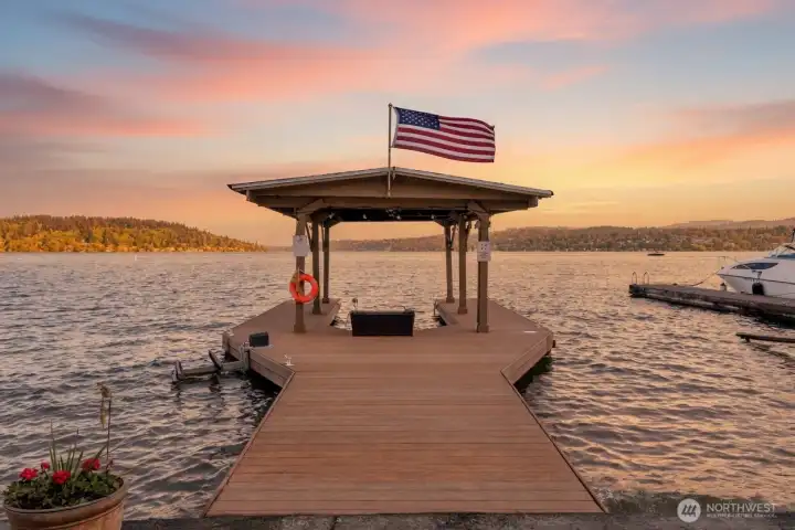 Private dock with moorage and covered 25' slip