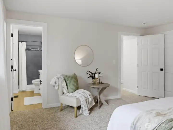 The attached bathroom is a nice size for the age of the home. The attached bathroom is a nice size for the age of the home.
