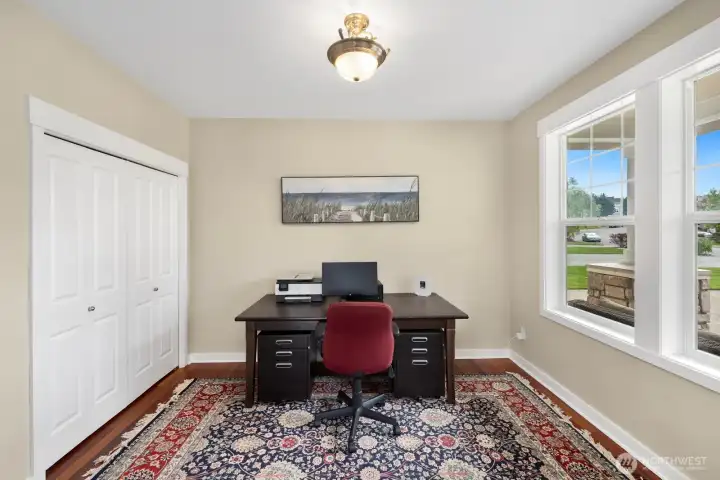 Office off entry with attached 3/4 bathroom and large closet.