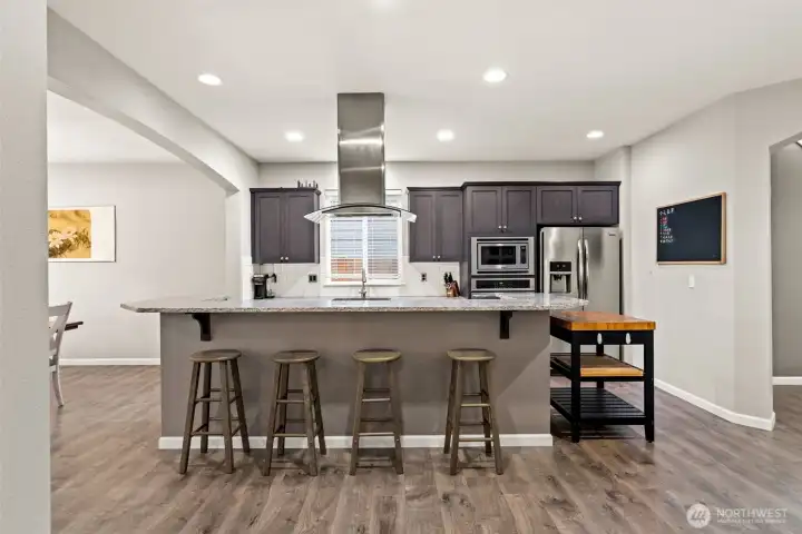 Spacious kitchen with center island. Plenty of room for extra seating.