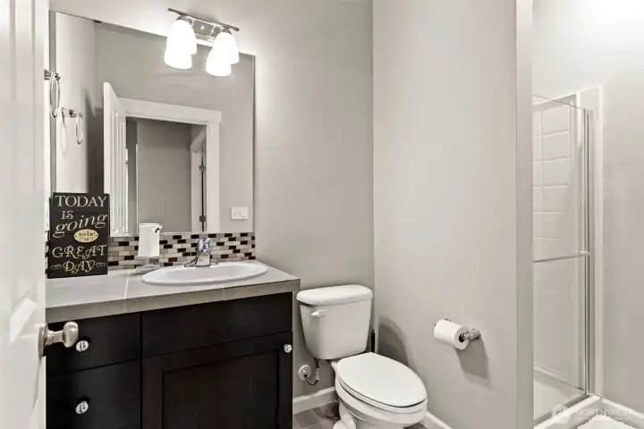 3/4 bath on the main level.