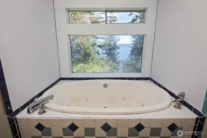Soaking tub with a view.