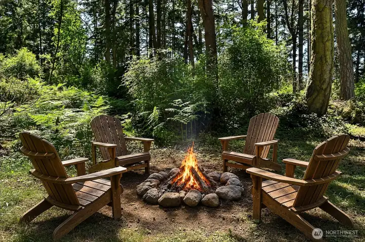 This fire pit is close to the first outbuilding you noticed on your drive in!