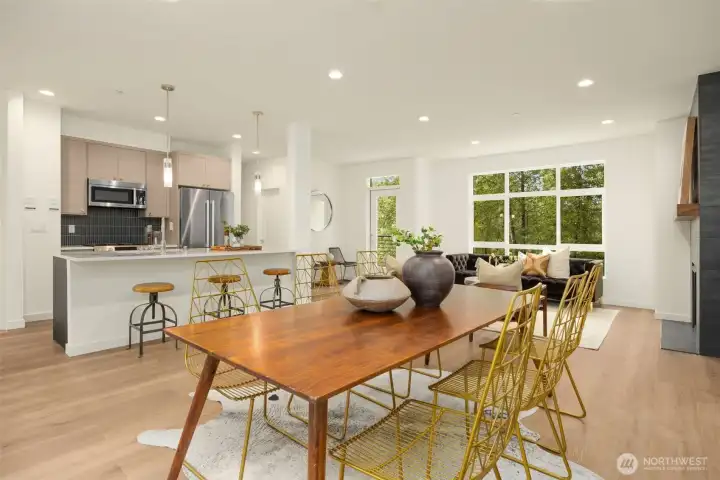Sophisticated dining zone positioned perfectly for both casual daily meals and hosting upscale dinner parties.