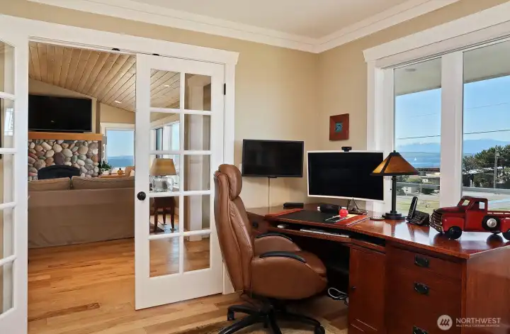 Office off the living room. Water view from the office.