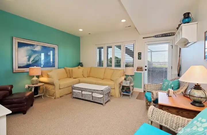 Downstairs family room.