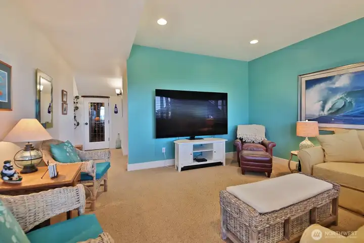 Downstairs family room.
