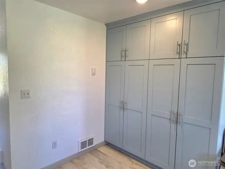 New storage cupboards in the kitchen eating nook