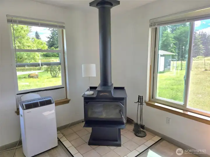 Large capacity wood stove holds 22" logs