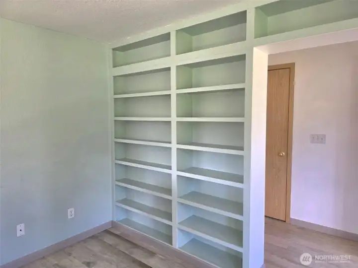 Custom shelving in living room