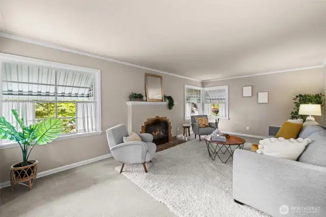 Gracious living room with outside awnings