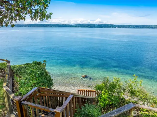 Subsantial staircase to the beach is only 80 steps!  Thoughtfully designed with several landings make the walk down or up for easy!
