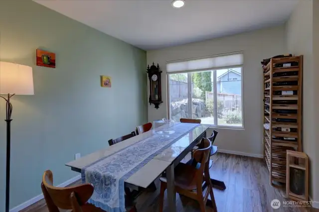 Dining room overlooks the back yard.