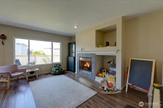 Family room overlooks the back yard.