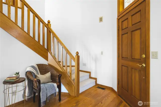 Front entry foyer with tall ceilings.