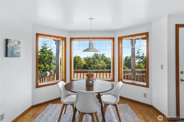 Breakfast nook off of kitchen with water views