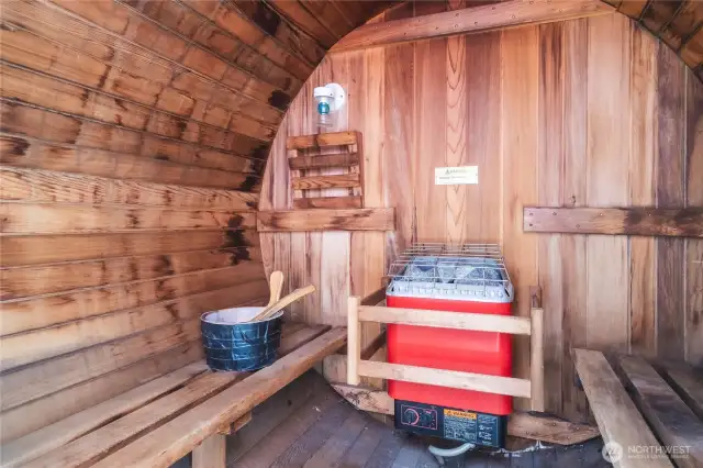 Sauna to unwind and for health benefits.