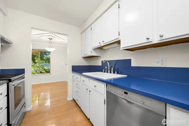 Kitchen leading to dining room