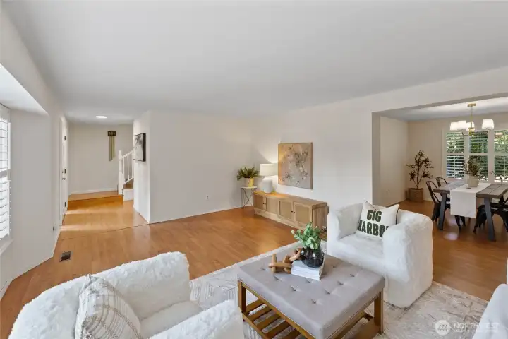 Easy flow between living and dining.