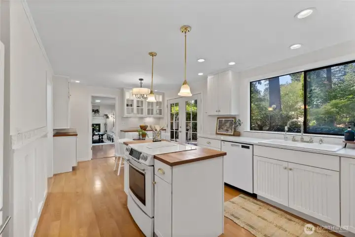 View of kitchen from dining room.
