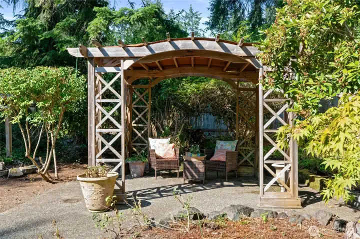 Gazebo in back yard allows you to enjoy the outdoors no matter the weather.