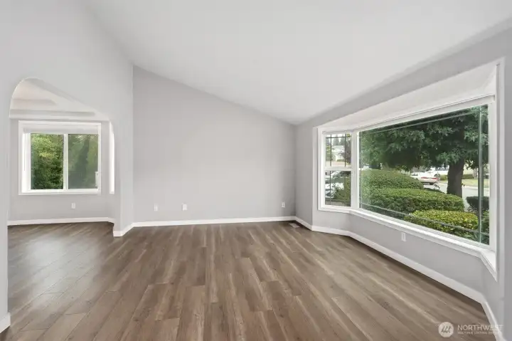 Another view of the front room, empty.